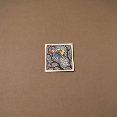 Handpainted madhubani painting by hira devi (7 x 7 in) 175