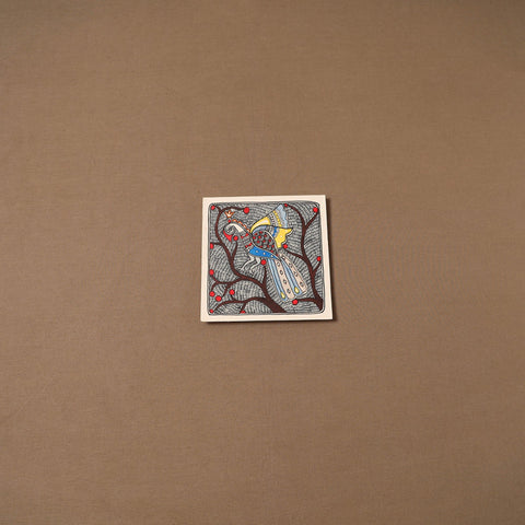 Handpainted madhubani painting by hira devi (7 x 7 in) 175