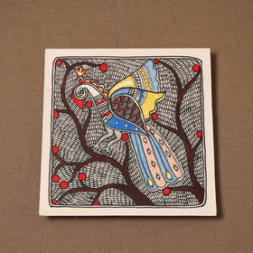 Handpainted madhubani painting by hira devi (7 x 7 in) 175