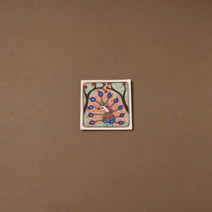 Handpainted madhubani painting by hira devi (7 x 7 in) 176