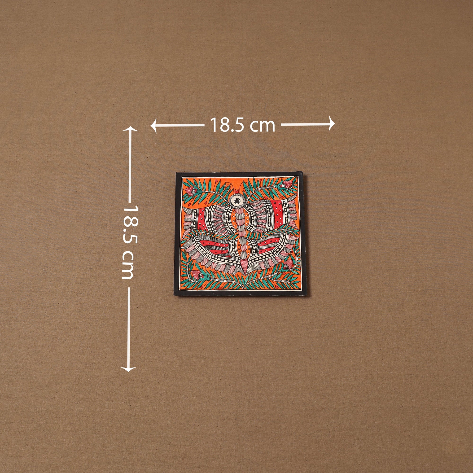 Handpainted madhubani painting by hira devi (7 x 7 in) 178