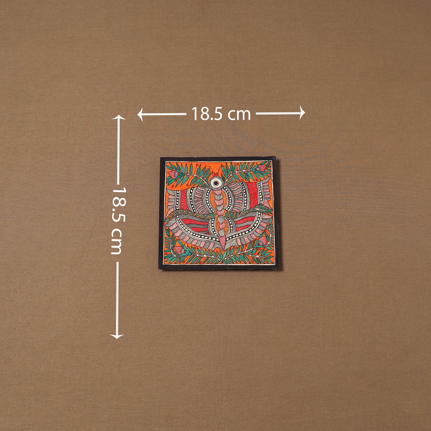 Handpainted madhubani painting by hira devi (7 x 7 in) 178