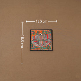 Handpainted madhubani painting by hira devi (7 x 7 in) 178