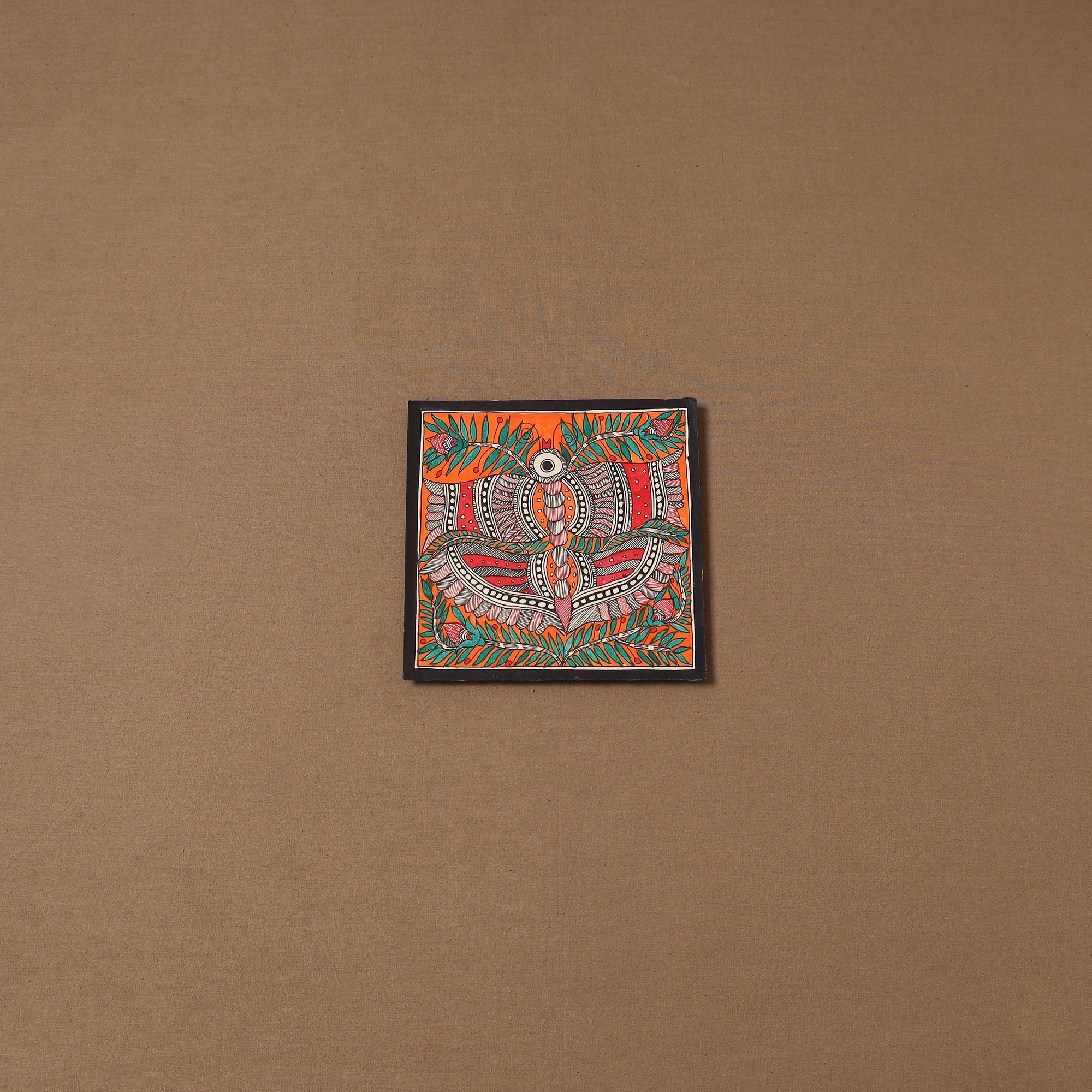 Handpainted madhubani painting by hira devi (7 x 7 in) 178