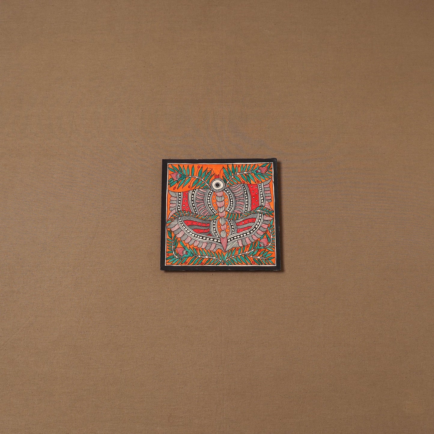 Handpainted madhubani painting by hira devi (7 x 7 in) 178