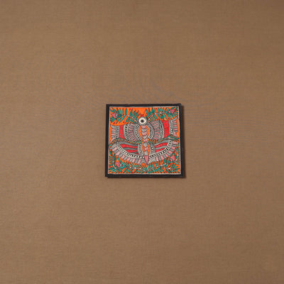 Handpainted madhubani painting by hira devi (7 x 7 in) 178