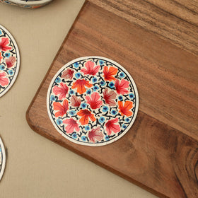 Multicolor - handpainted paper mache coaster with box (set