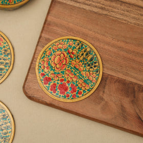 Multicolor - handpainted paper mache coaster with box (set