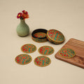 Multicolor - handpainted paper mache coaster with box (set