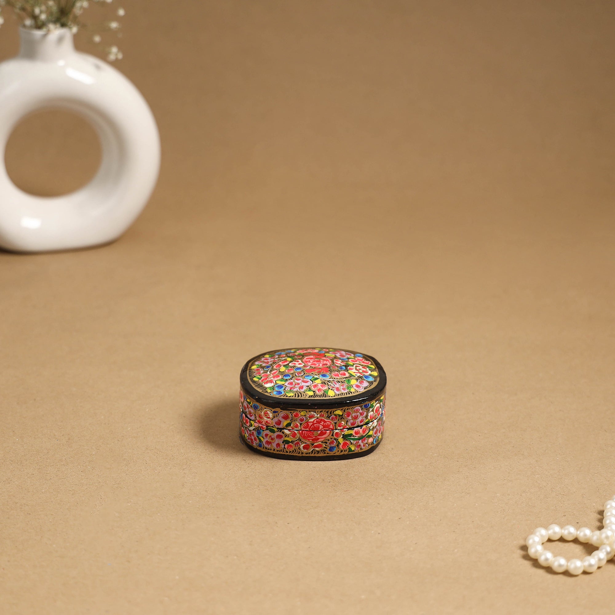 Multicolor - handpainted paper mache multipurpose box 07