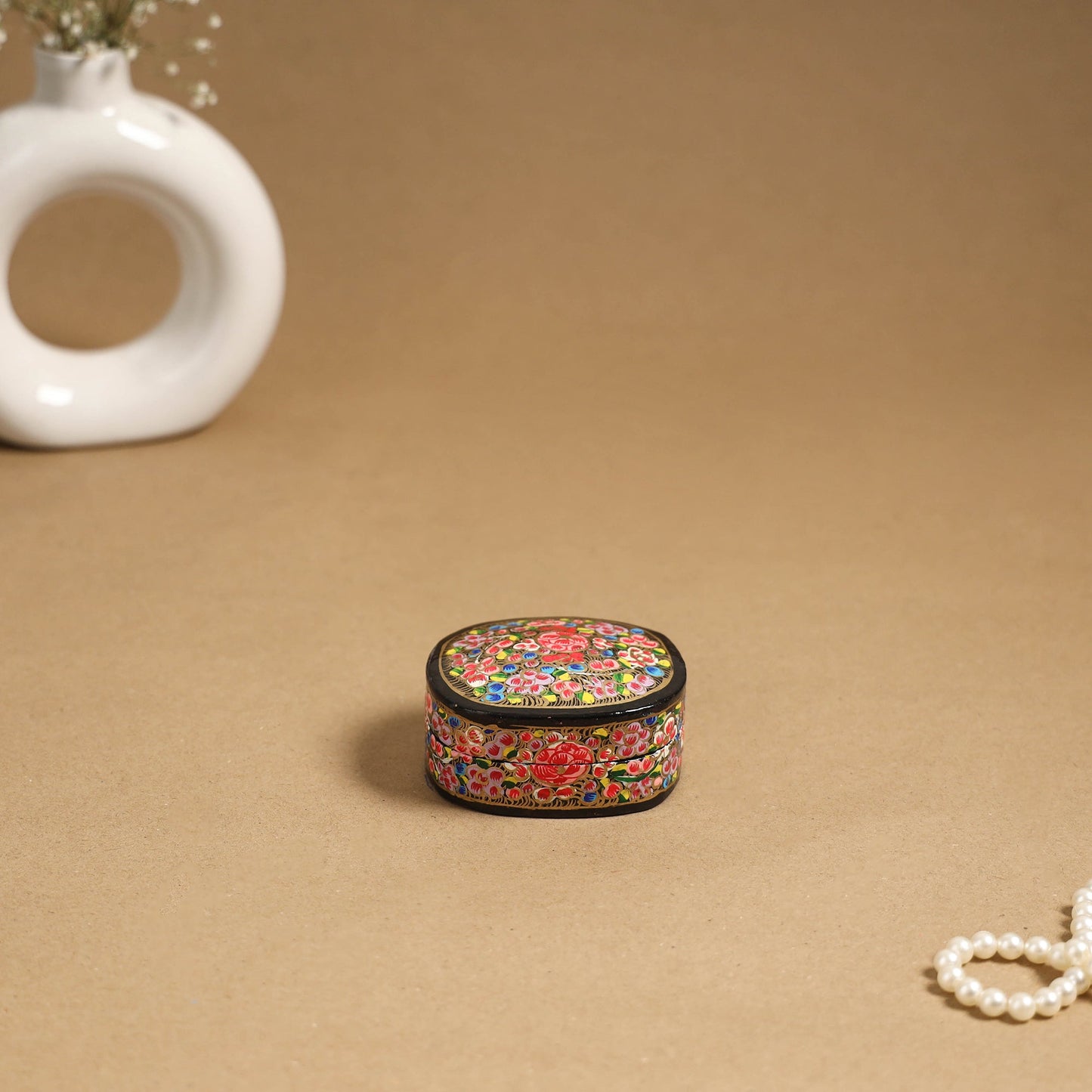 Multicolor - handpainted paper mache multipurpose box 07