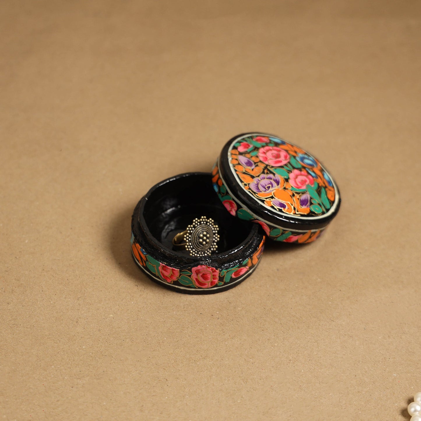 Multicolor - handpainted paper mache multipurpose box 10