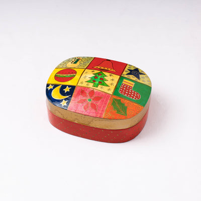 Handpainted Paper Mache Multicolor Multipurpose Box 