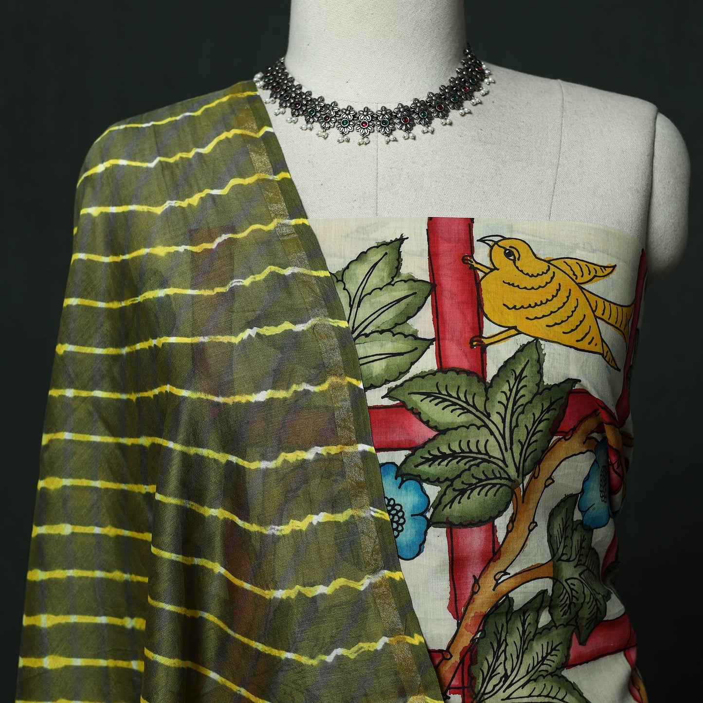 Handpainted srikalahasti pen kalamkari silk cotton 2pc