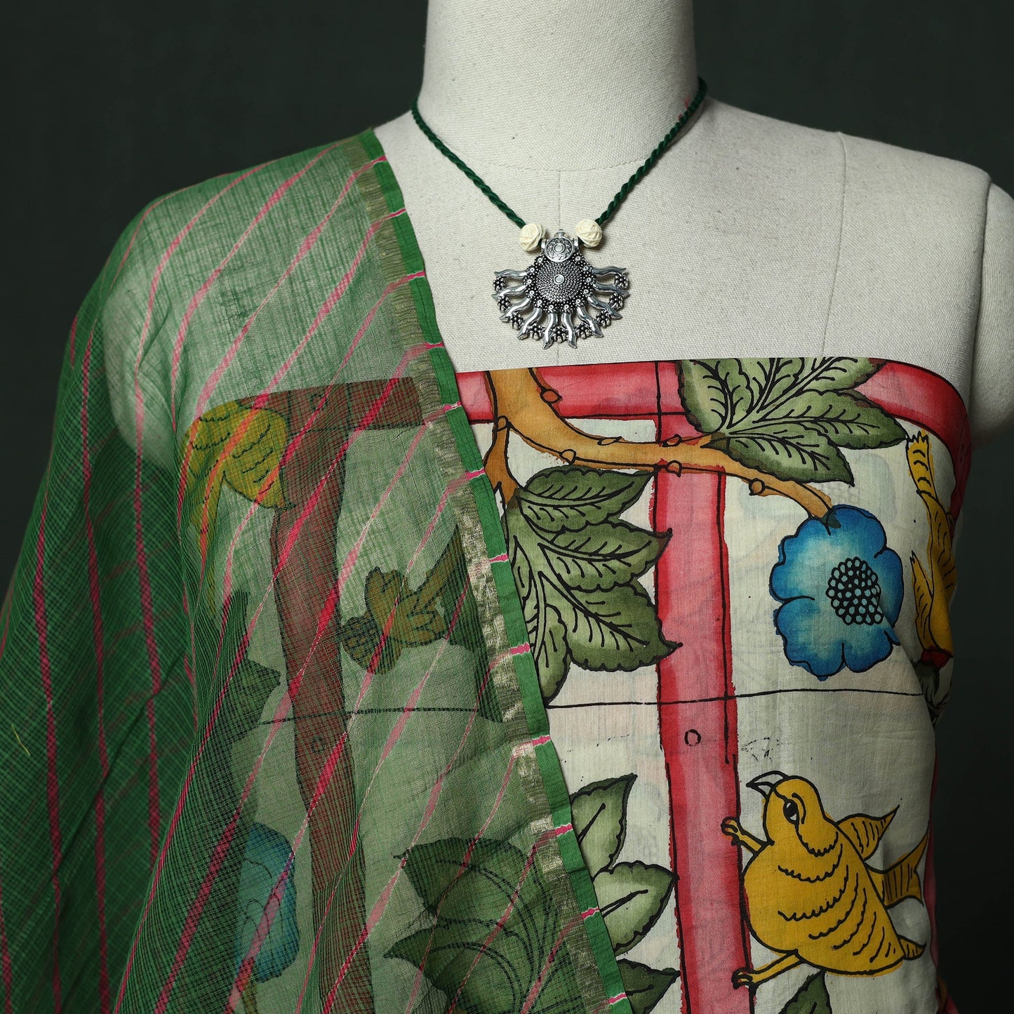 Handpainted srikalahasti pen kalamkari silk cotton 2pc