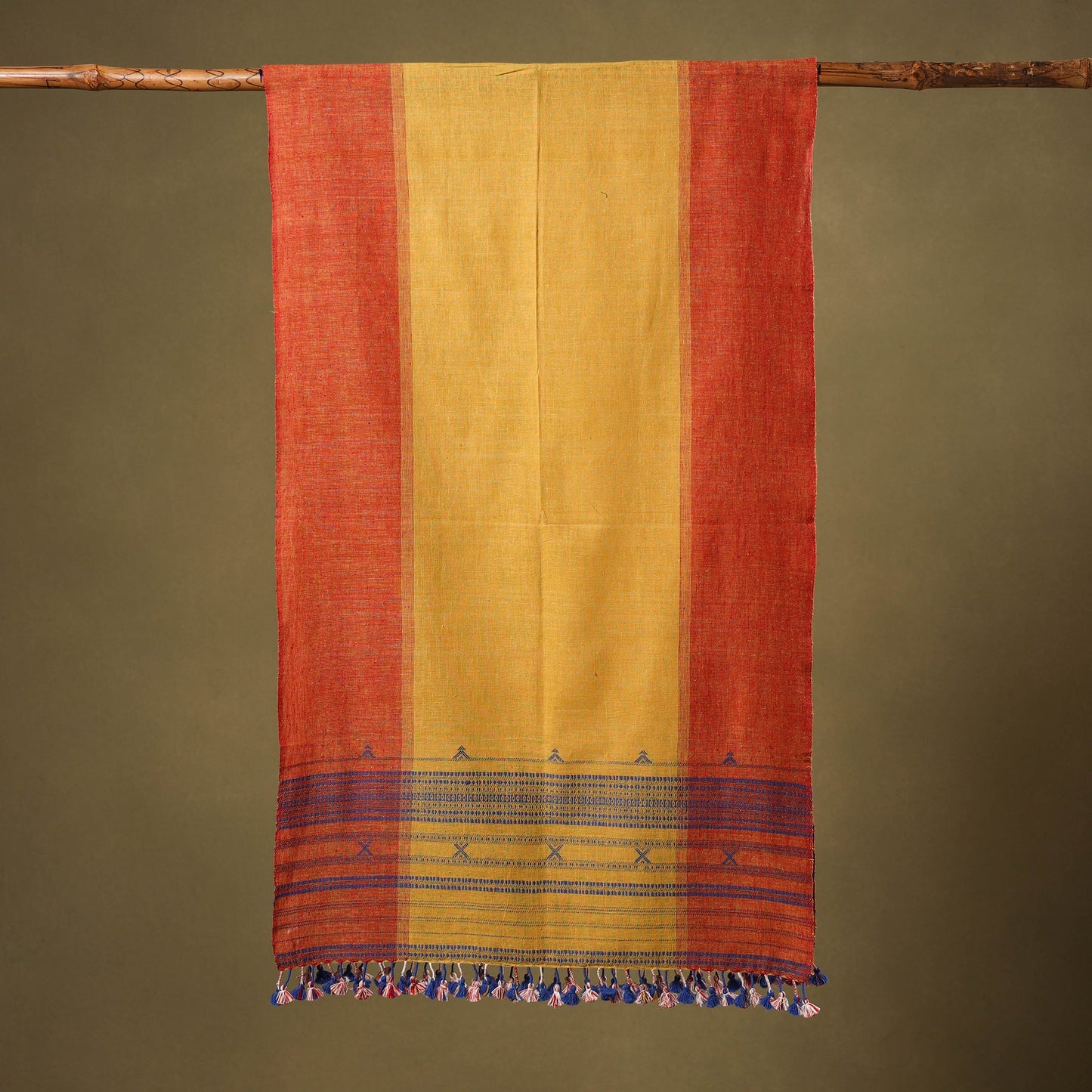Multicolor - handwoven kala cotton kutch bhujodi stole 18