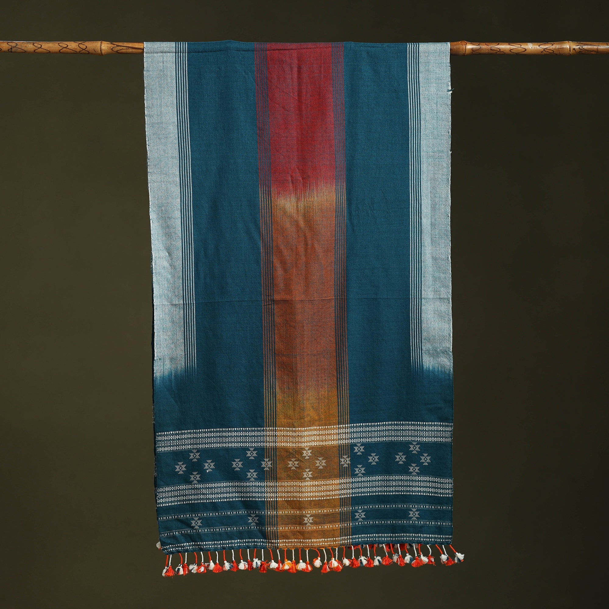 Multicolor - handwoven merino wool kutch bhujodi stole 25