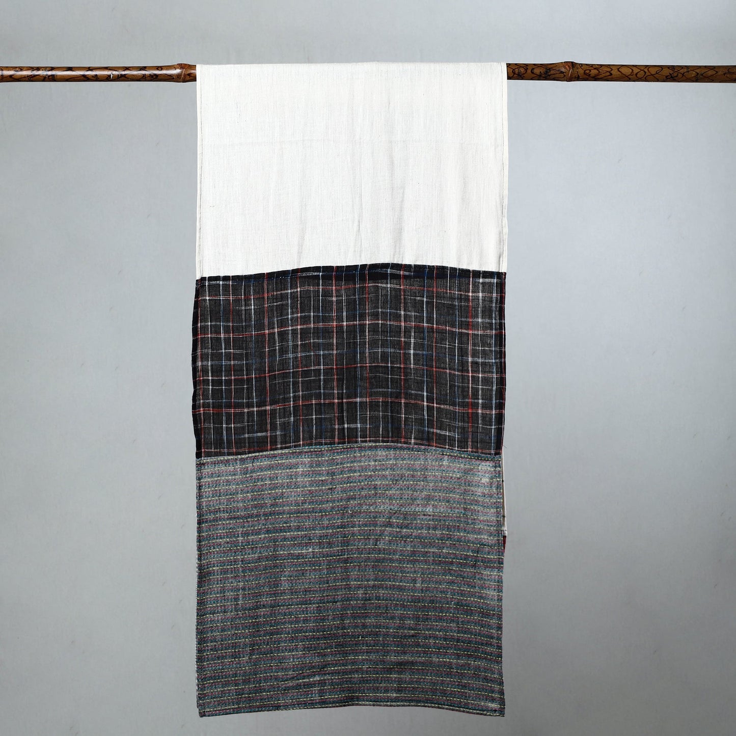  Handwoven Organic Kala Cotton Tukdi Kaam Stole 