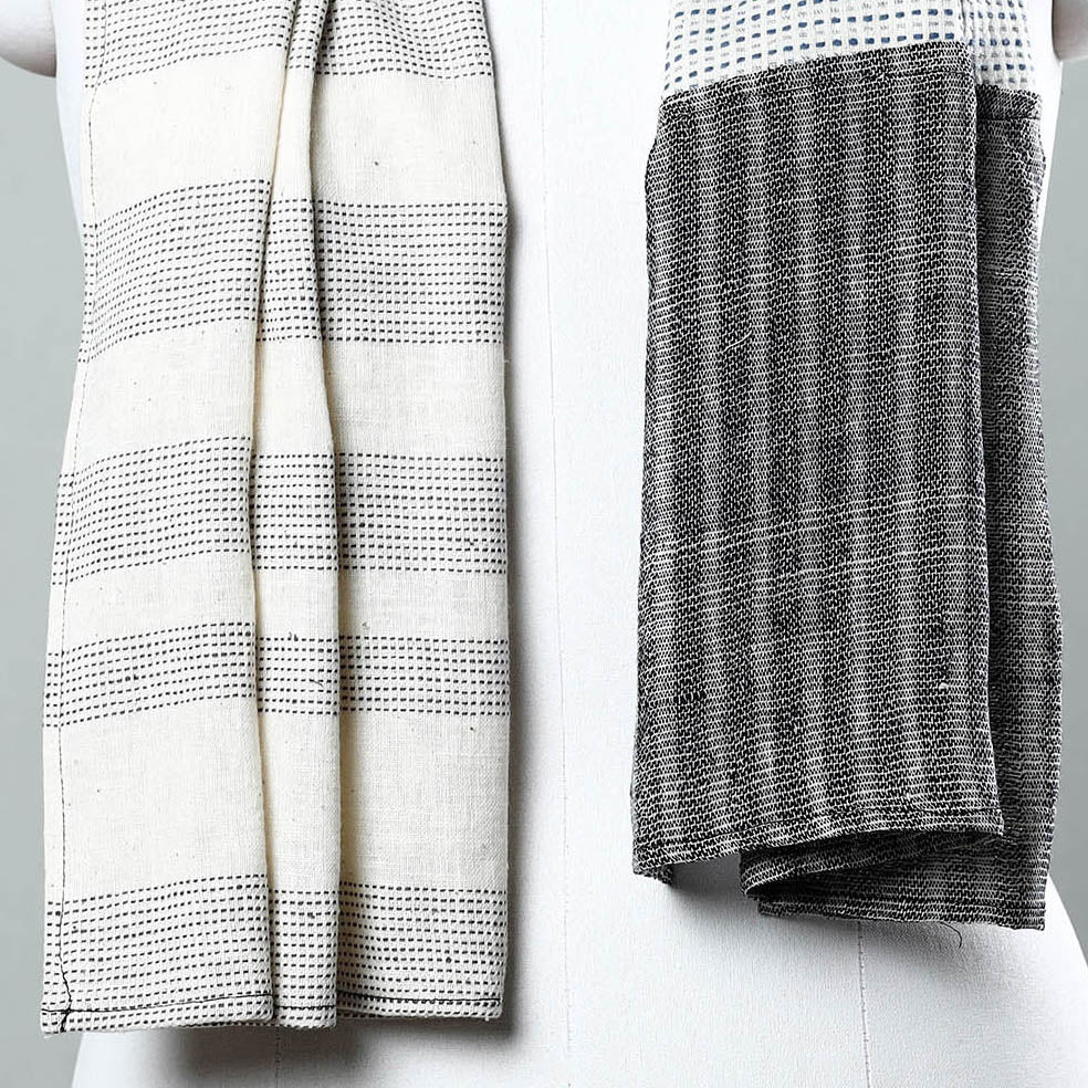 Buy Handwoven Organic Kala Cotton Tukdi Kaam Stole Online at iTokri.com