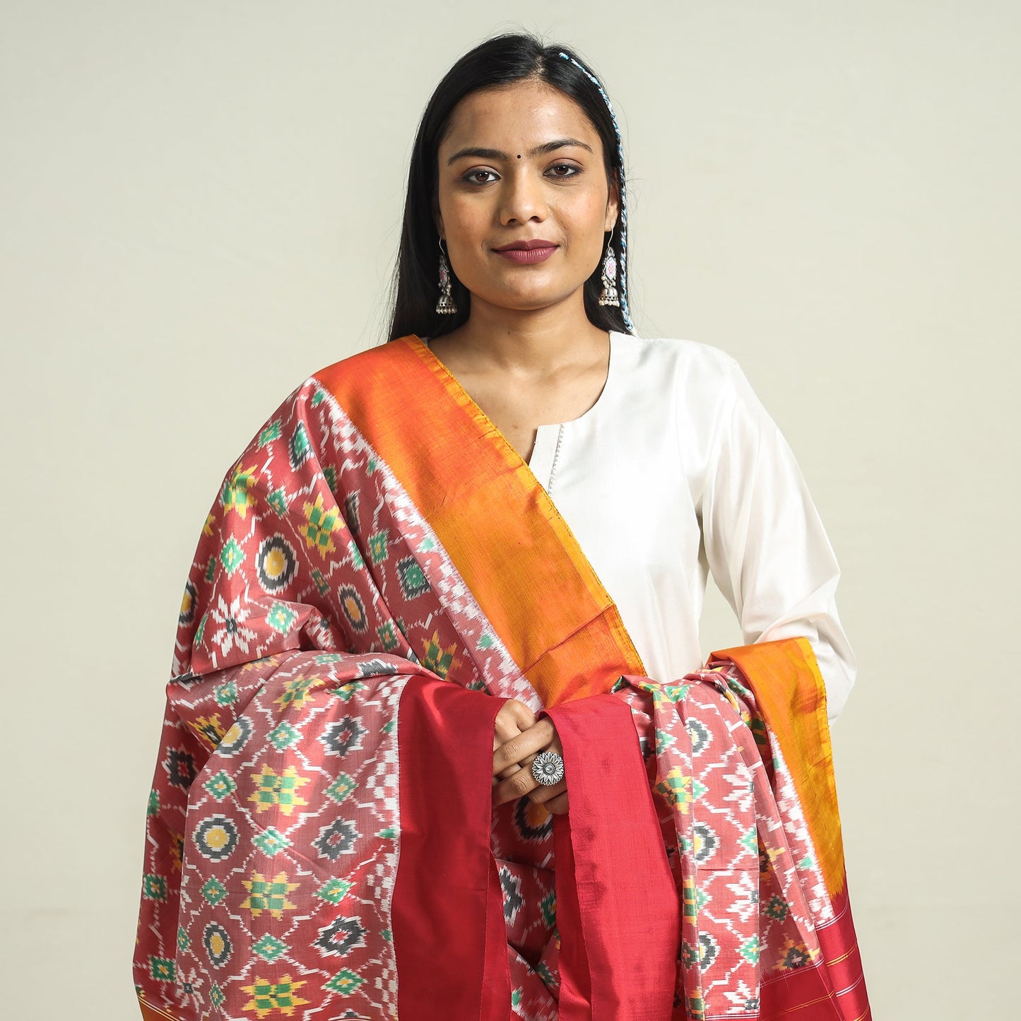 ikat silk dupatta
