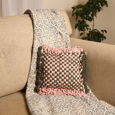  Handwoven Upcycled Cotton Cushion Cover 
