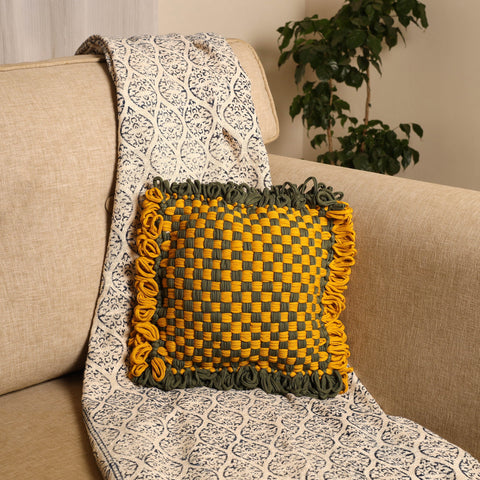 Multicolor - handwoven upcycled cotton cushion cover (12 x