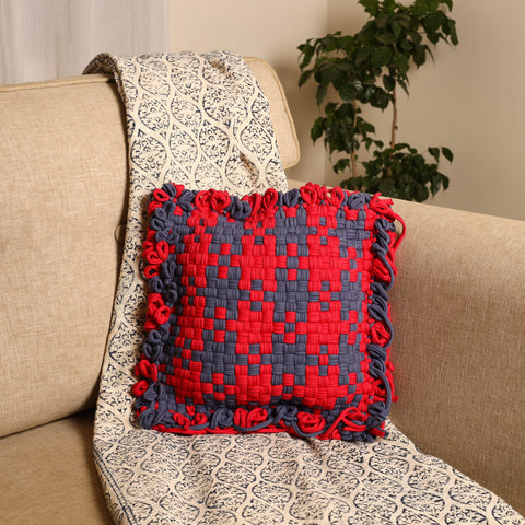 Multicolor - handwoven upcycled cotton cushion cover (12 x