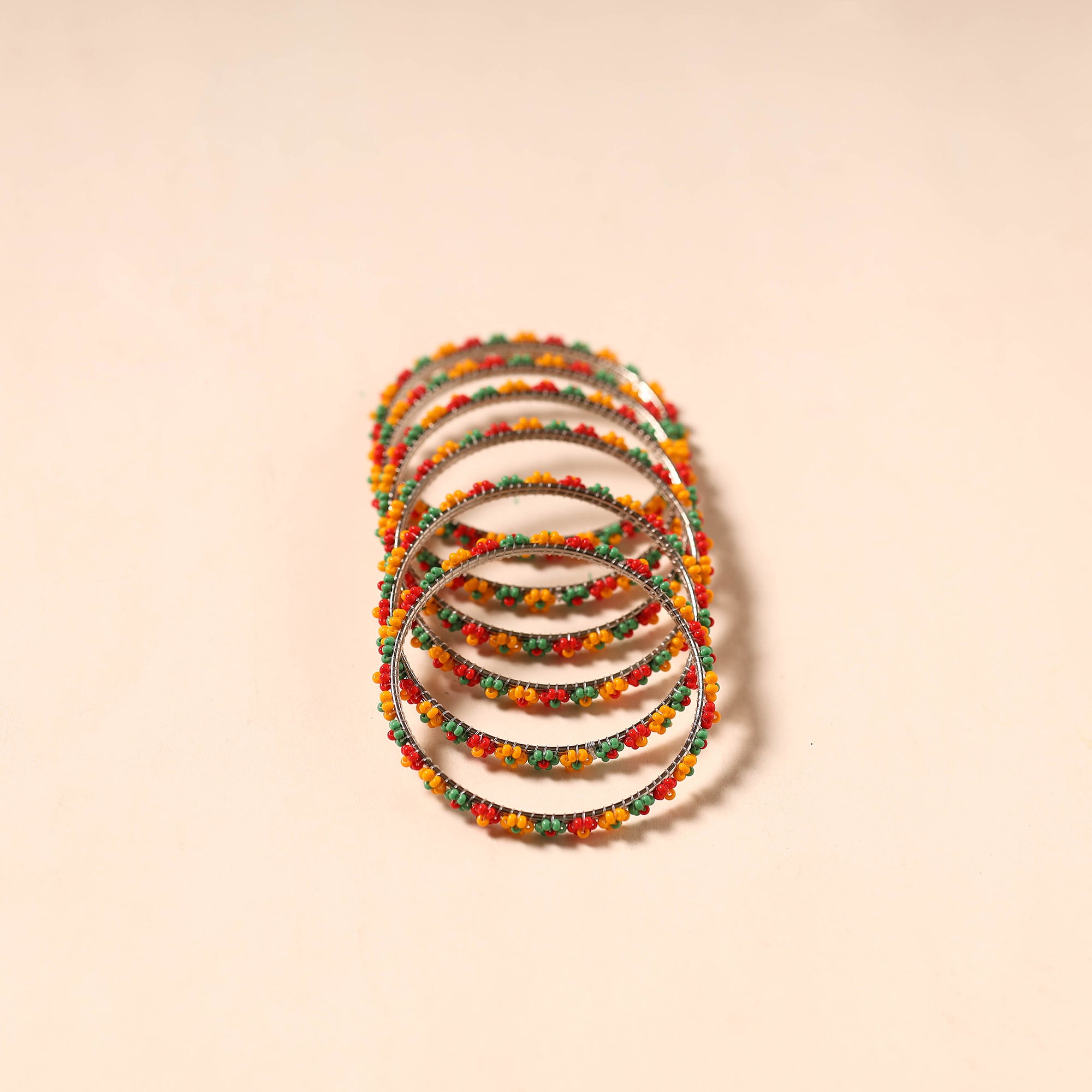Multicolor - hapur flower beadwork bangles by aagaz (set