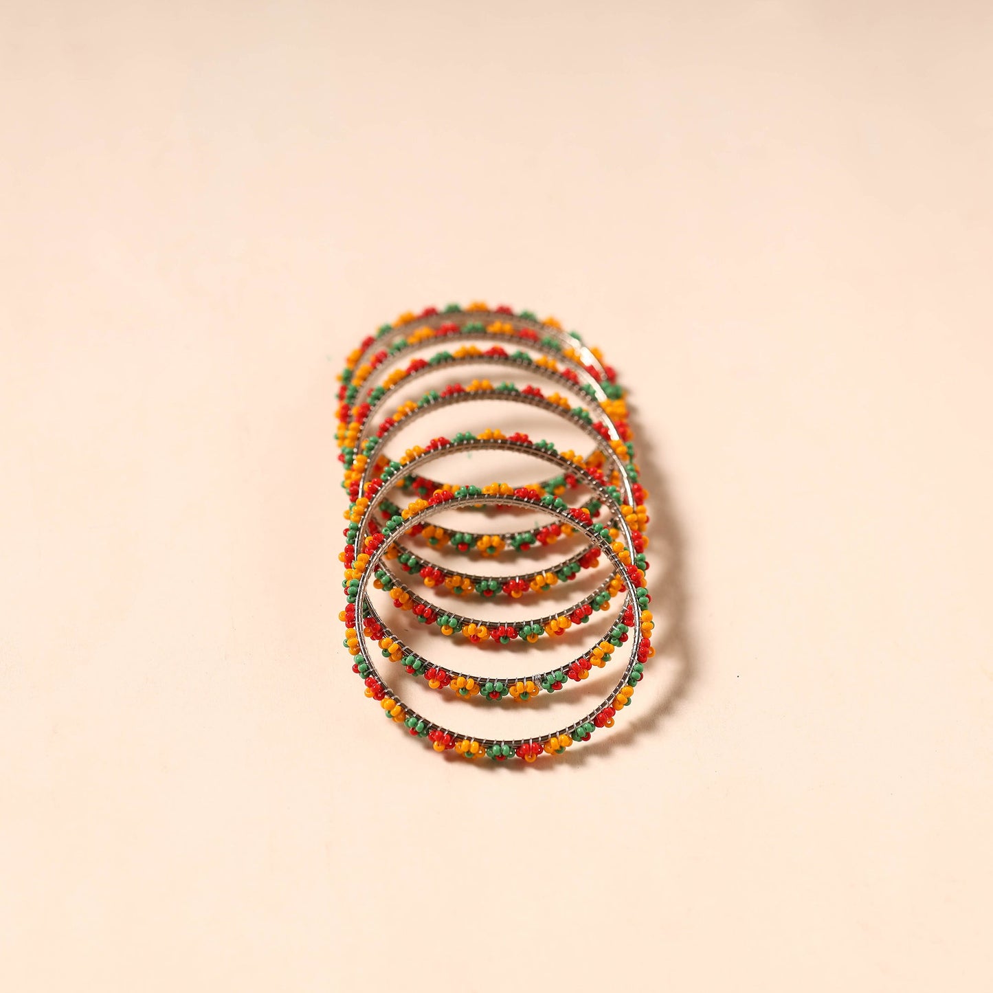 Multicolor - hapur flower beadwork bangles by aagaz (set