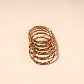 Multicolor - hapur flower beadwork bangles by aagaz (set