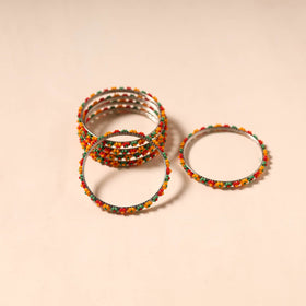 Multicolor - hapur flower beadwork bangles by aagaz (set