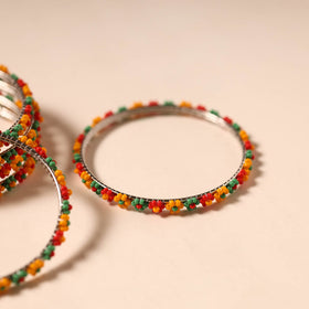 Multicolor - hapur flower beadwork bangles by aagaz (set