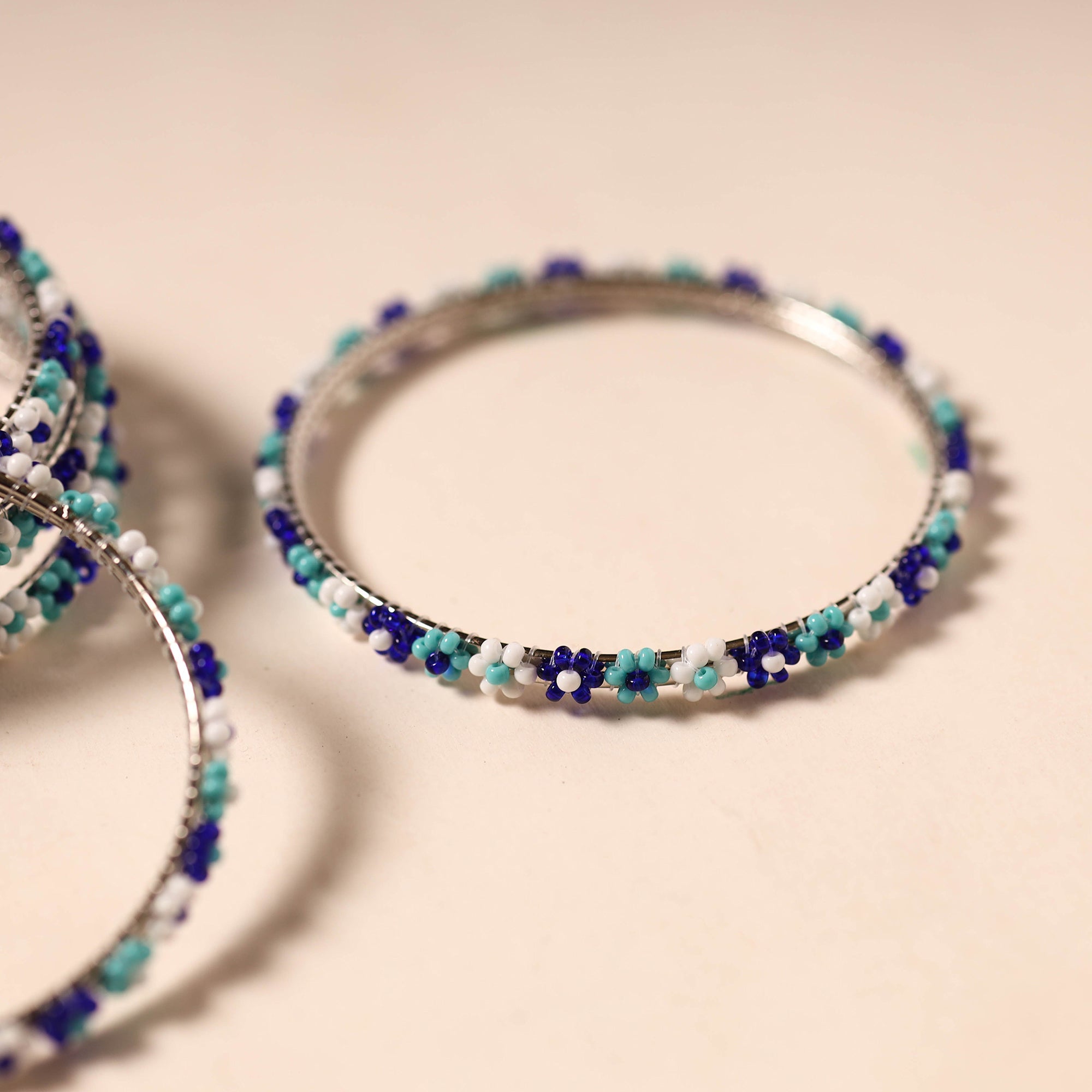 Multicolor - hapur flower beadwork bangles by aagaz (set