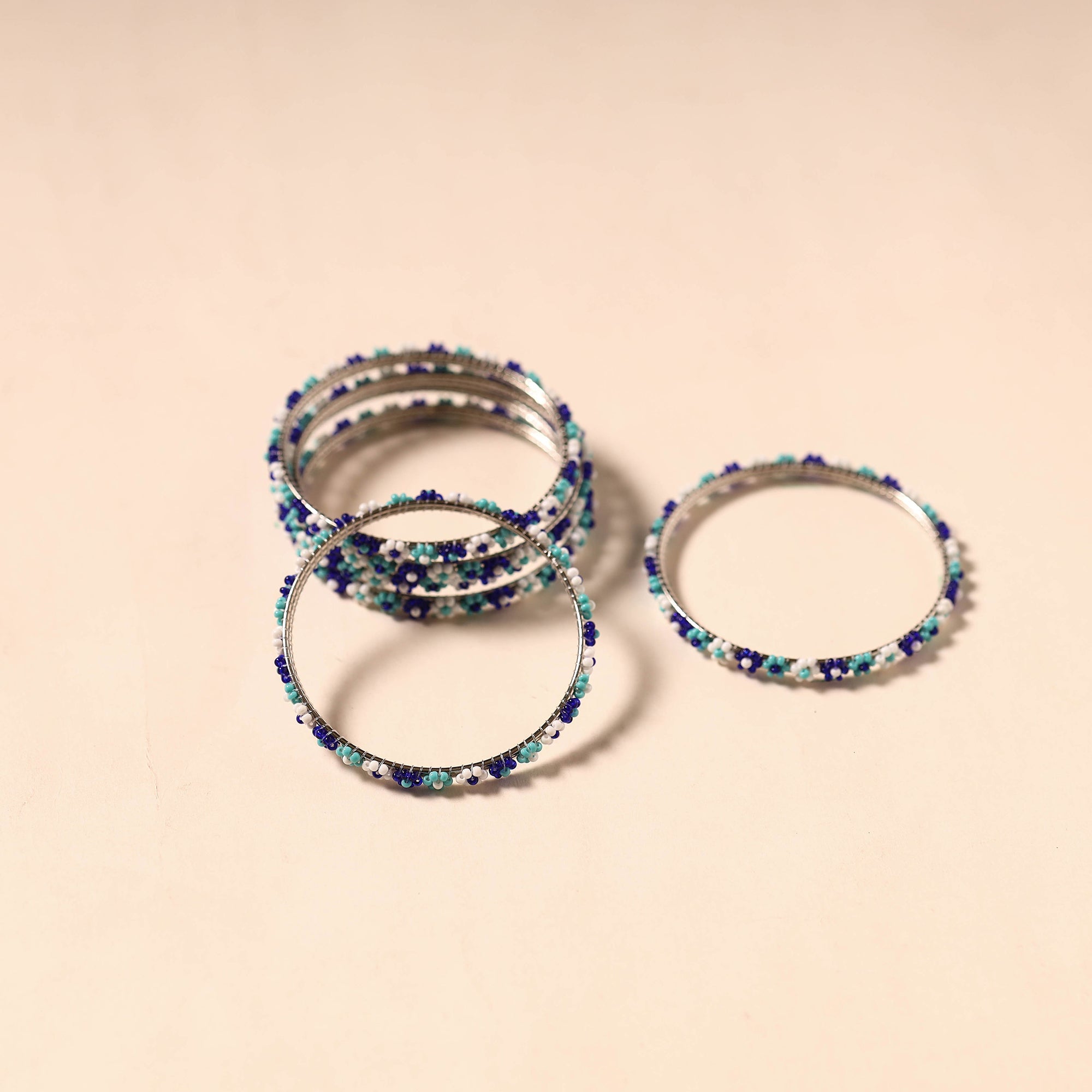 Multicolor - hapur flower beadwork bangles by aagaz (set