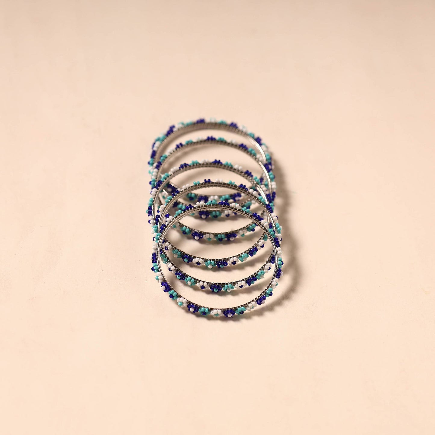 Multicolor - hapur flower beadwork bangles by aagaz (set