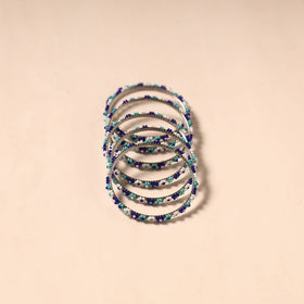 Multicolor - hapur flower beadwork bangles by aagaz (set