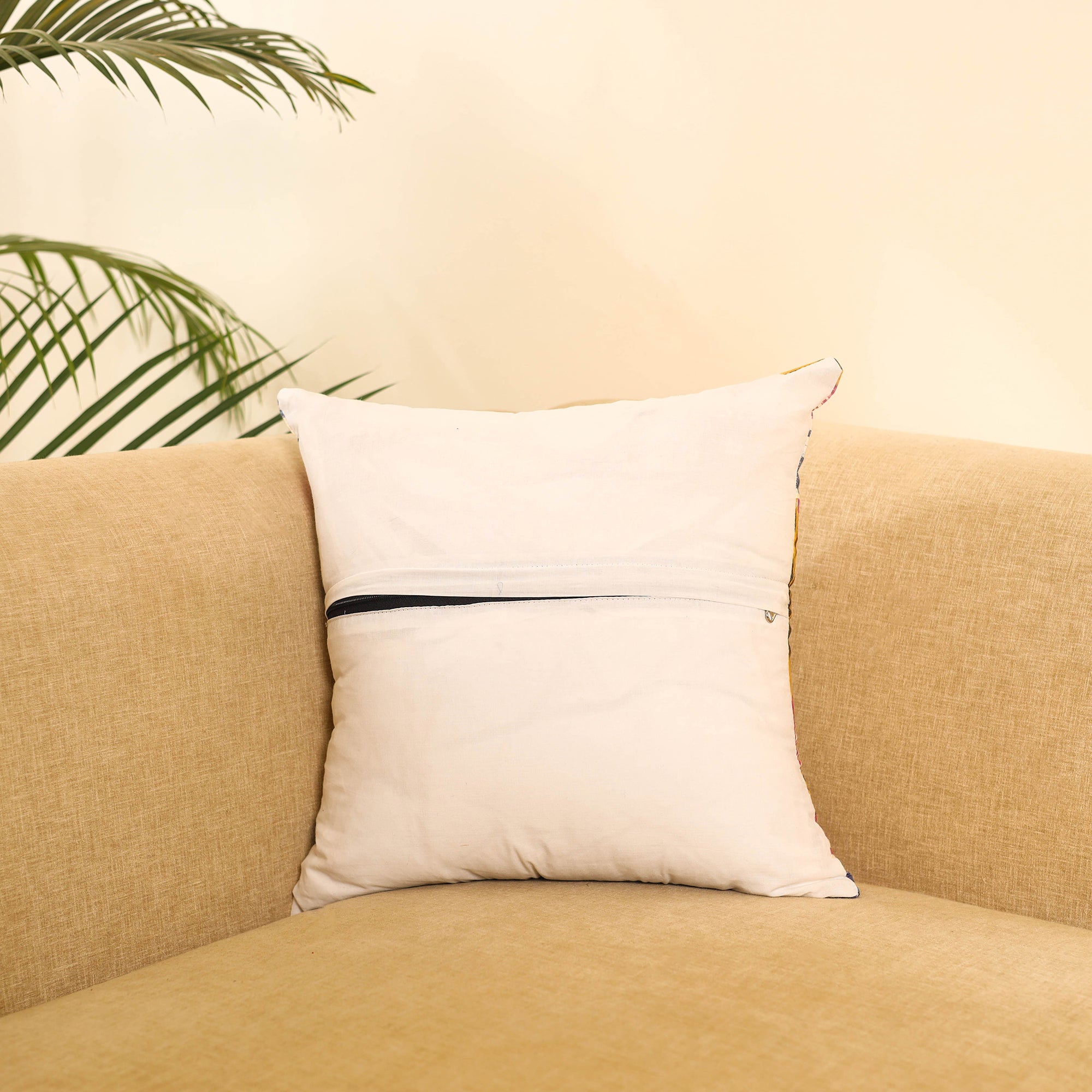 Buy Multicolor Ikat Cotton with Ajrakh Modal Silk Cushion Cover