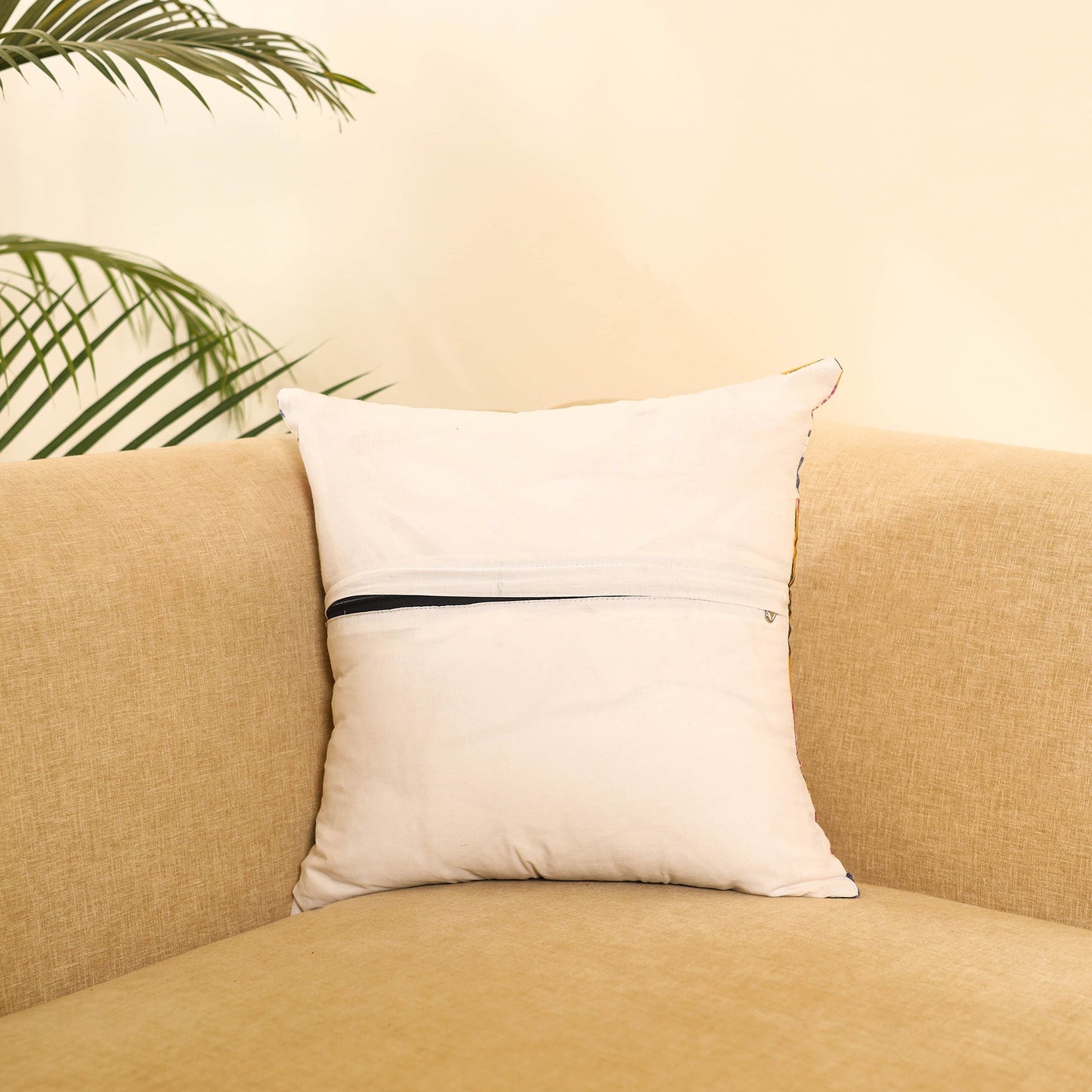 Buy Multicolor Ikat Cotton with Ajrakh Modal Silk Cushion Cover