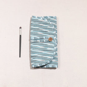  Ikat Fabric Multipurpose Segmented Make-up Brush Wrap Pouch/Case 