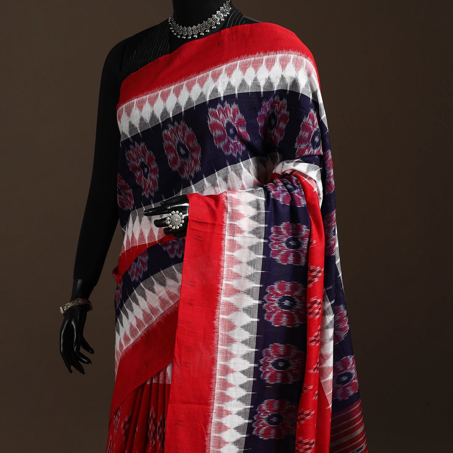 Ikat handloom cotton sambalpuri saree 11 - handcrafted