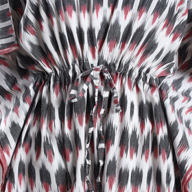 Multicolor - Ikat Weave Cotton Kaftan with Tie-Up Waist (Medium)