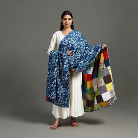  Multicolor Indigo Cotton Reversible Patchwork Dupatta