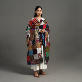 Multicolor - indigo cotton reversible patchwork dupatta 03