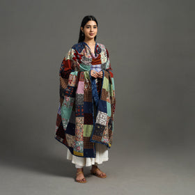  Multicolor Indigo Cotton Reversible Patchwork Dupatta