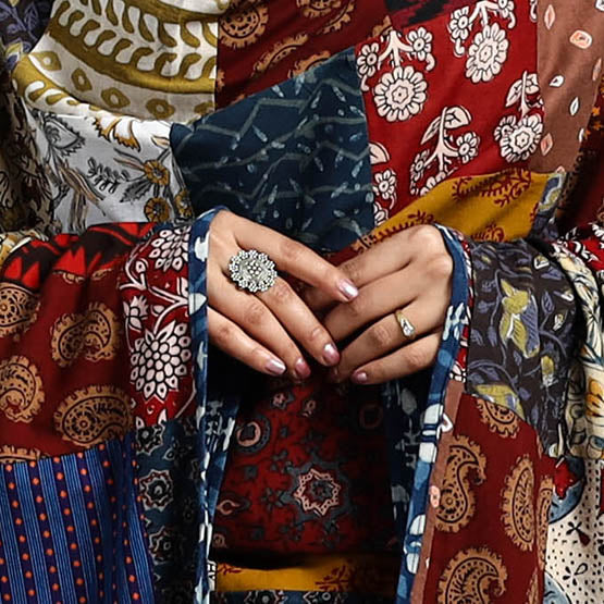 Multicolor - indigo cotton reversible patchwork dupatta 08