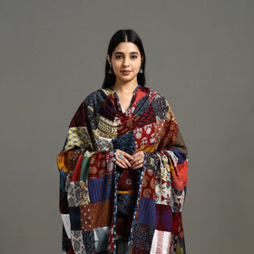 Multicolor - indigo cotton reversible patchwork dupatta 08
