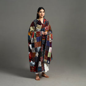 Multicolor - indigo cotton reversible patchwork dupatta 08