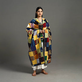 Multicolor - indigo cotton reversible patchwork dupatta 09