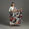 Multicolor - indigo cotton reversible patchwork dupatta 10