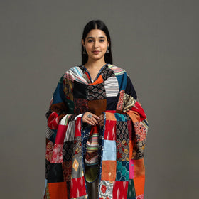Multicolor - indigo cotton reversible patchwork dupatta 11